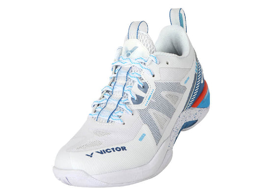 Victor S82III-AF White and Blue Court Badminton Shoe - Bonbonbadminton
