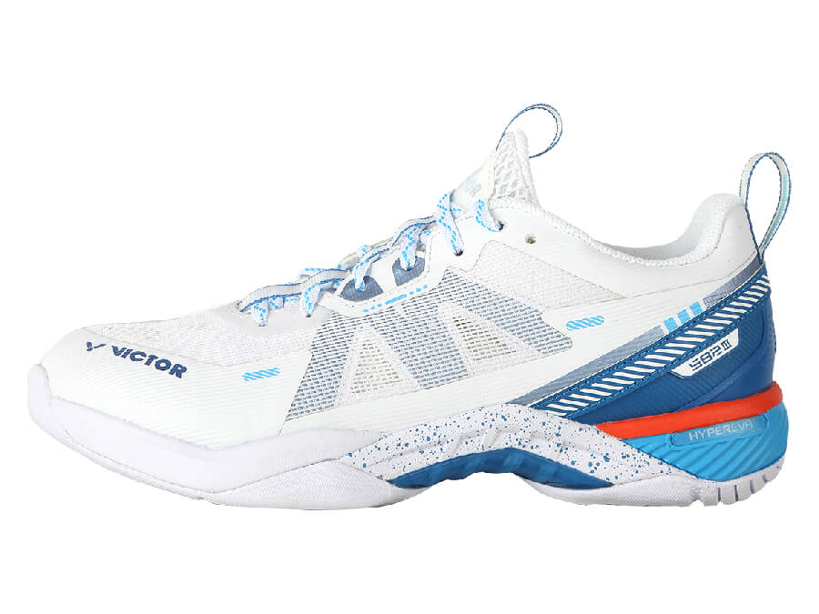 Victor S82III-AF White and Blue Court Badminton Shoe - Bonbonbadminton