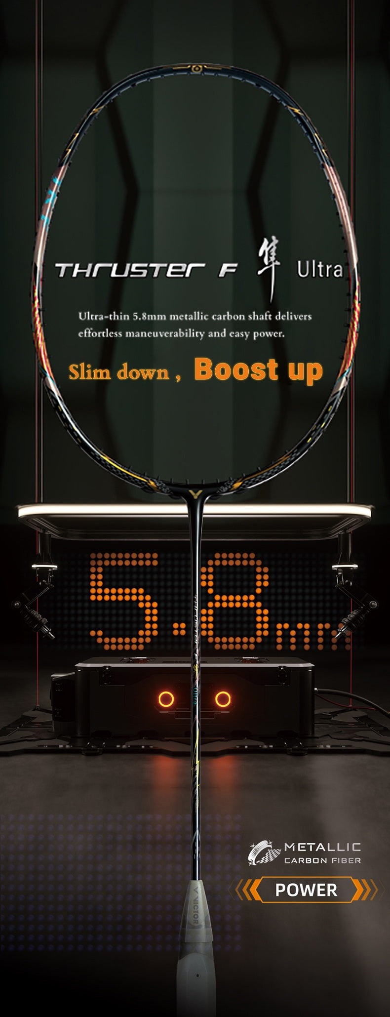 Victor Thruster K Falcon Ultra Black Badminton Racquet(TK-FALCON-ULTRA-C) 4U - Bonbonbadminton